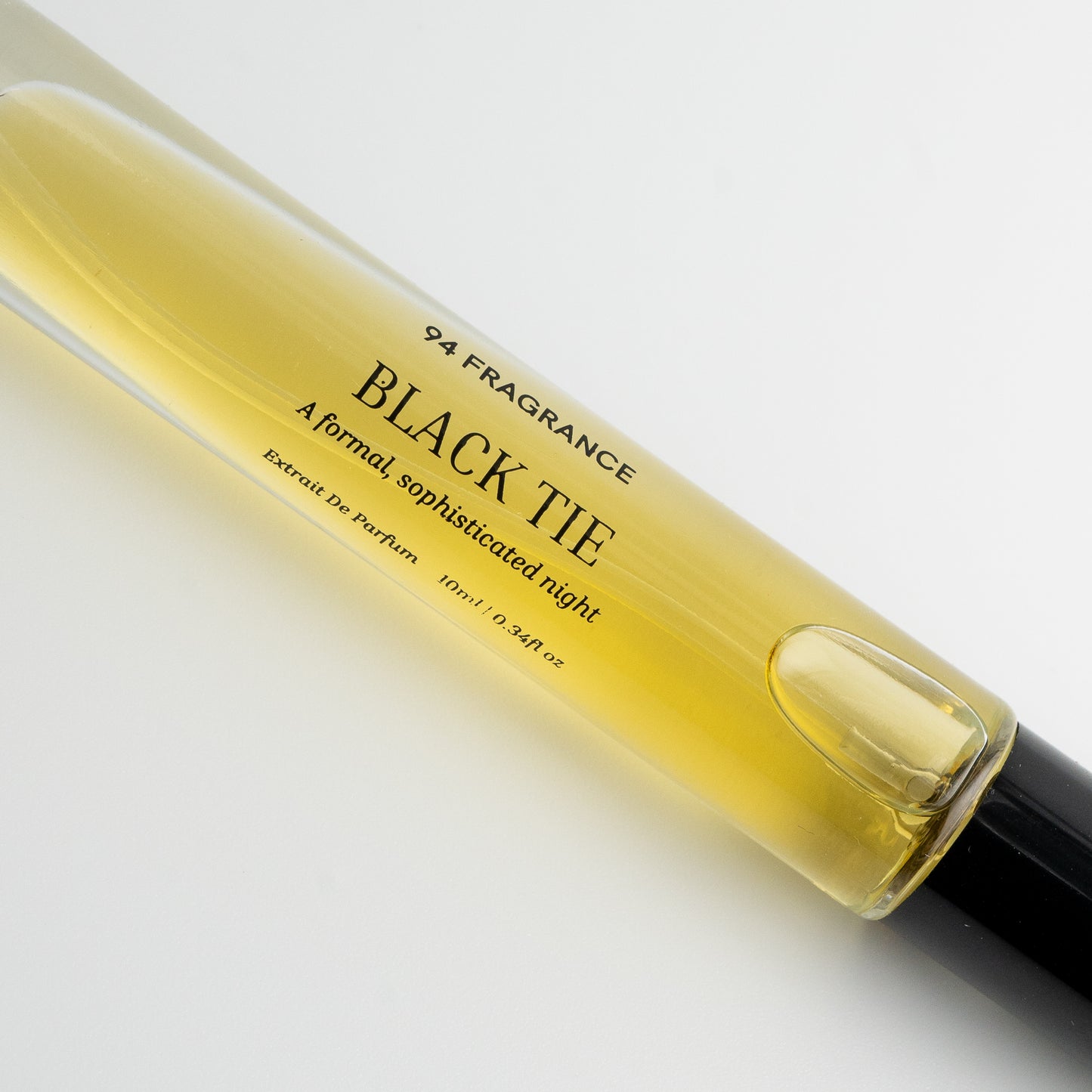 Close up shot of a perfume called Black Tie by 94 Fragrance.